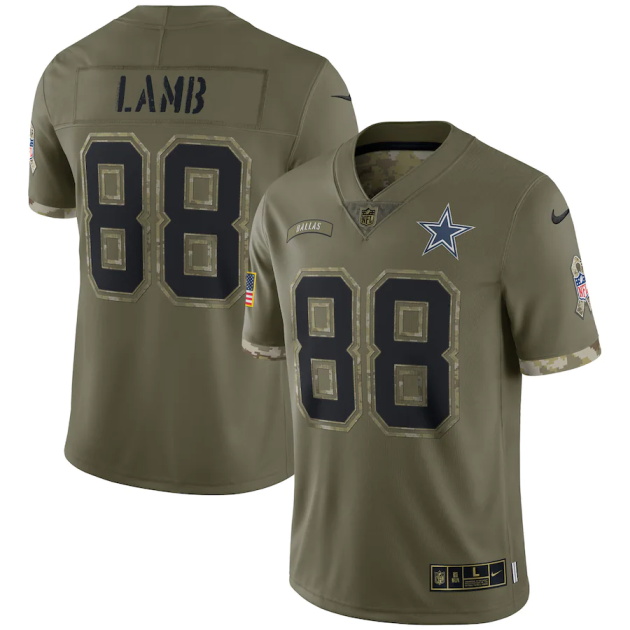 mens nike ceedee lamb olive dallas cowboys 2022 salute to service limited jersey